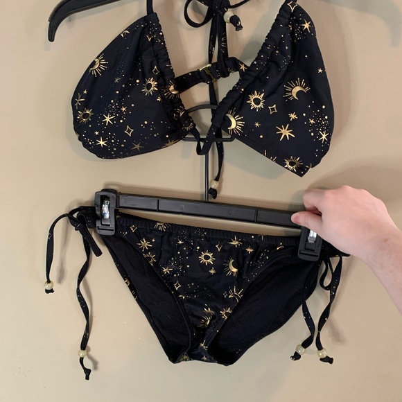 No Boundaries Other - No Boundaries Black and Gold Starry Bikini Set